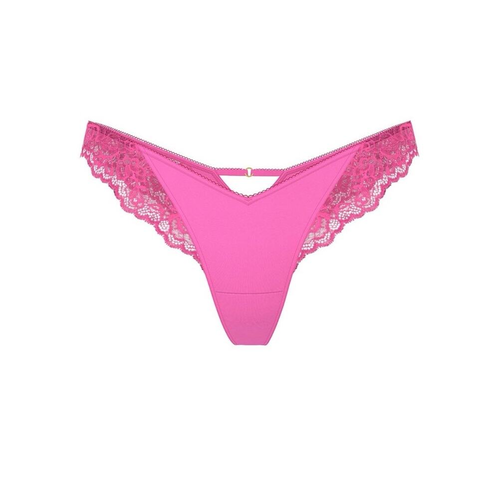 Victorias Secret Very Sexy Rose Lace-Trim High-Leg Thong Panty ultra pink XXL